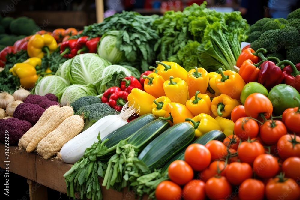 Variety of Fresh Vegetables Arranged on a Table