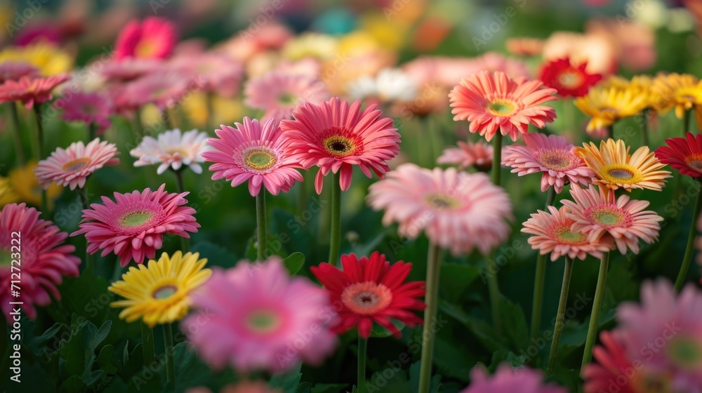 gerbera daisies, forming a stunning and cheerful floral background generative ai gerbera daisies, forming a stunning and cheerful floral background generative ai