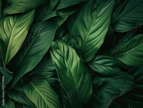 leaves of Spathiphyllum cannifolium  abstract green texture  nature background  tropical leaf