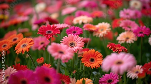 gerbera daisies  forming a stunning and cheerful floral background generative ai