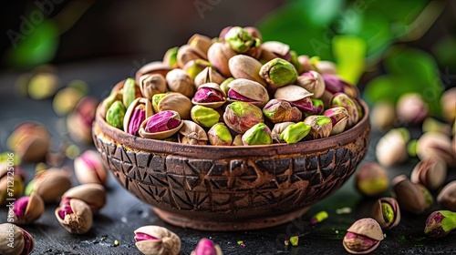 Iranian pistachios on a bowl.
