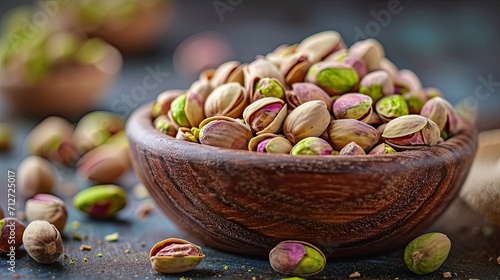 Iranian pistachios on a bowl, tasty and natural snack