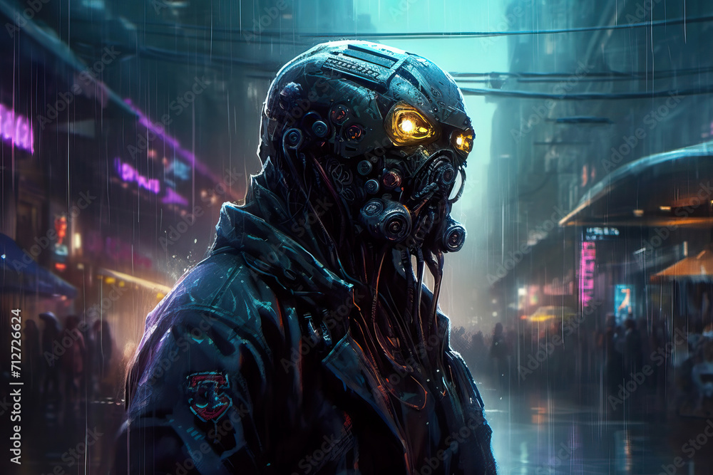 portrait of a cyberpunk pobot in the city portrait of a cyberpunk pobot in the city
