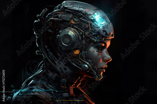 portrait of a cyberpunk pobot in the city © Edik