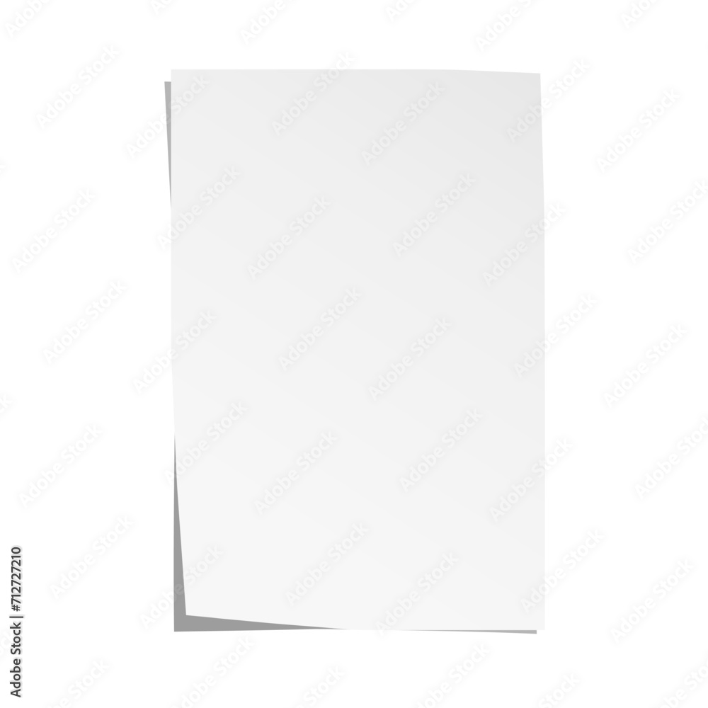 White vector sheet of paper. Realistic empty paper note template of A4 format with shadows isolated on white background. White vector sheet of paper. Realistic empty paper note template of A4 format with shadows isolated on white background.