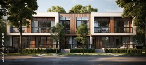 Contemporary modular private townhouses with modern residential architecture exterior design © Eva