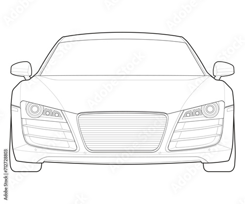 Car isolated illustration, vector line art, transport vector, sports car, modern car, car concept, line vector, car