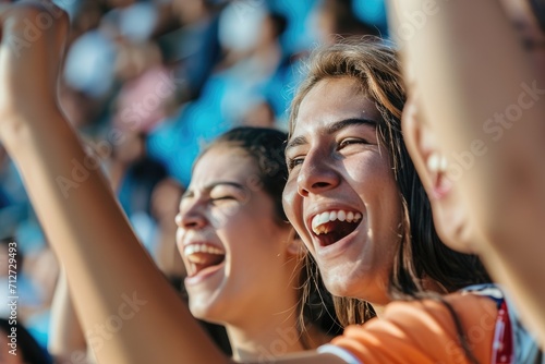 Joyful emotions of spectators during a football match, expressing pure joy and enthusiasm