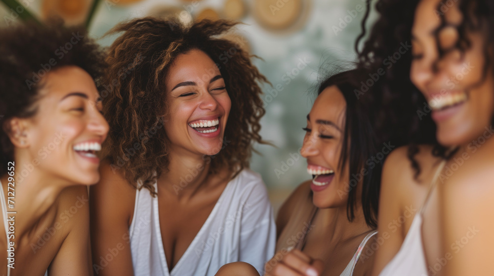 Fototapeta premium Women Laughing Together, Enjoying Each Others Company