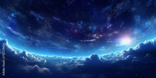 night alien space landscape, stars, nebulae, galaxies in the sky
