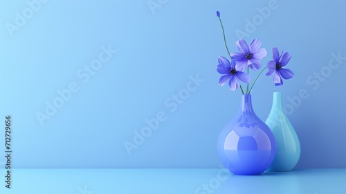 blue vase with a flower generative ai