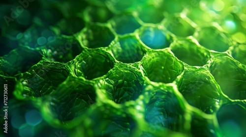 green plant cells abstract science background photo