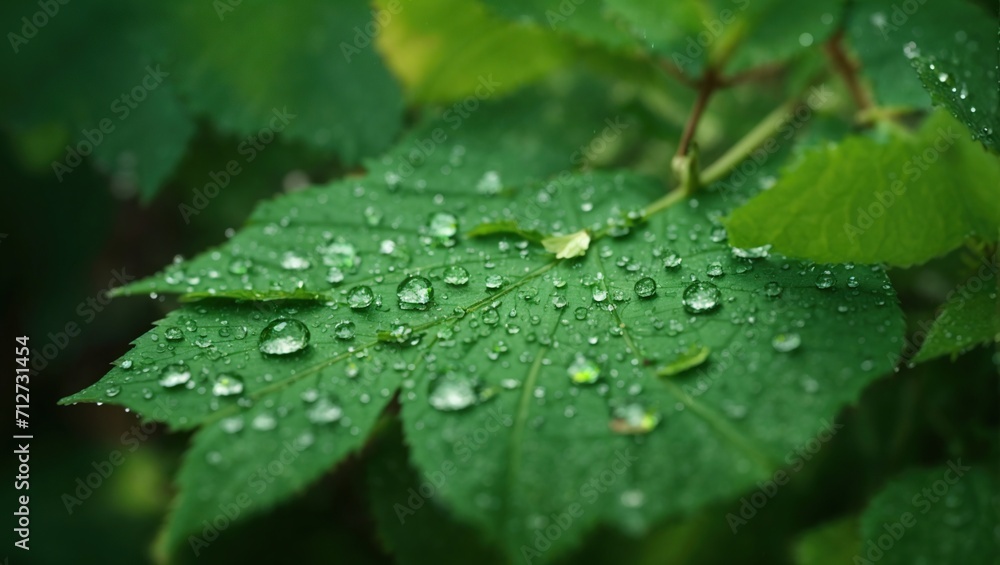 Water Fall on Green Leaf, Nature Plant and Raindrops, using Generative ai Water Fall on Green Leaf, Nature Plant and Raindrops, using Generative ai