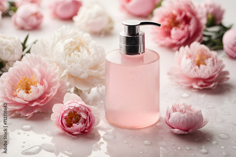 bottle of shower gel soap and roses bottle of shower gel soap and roses