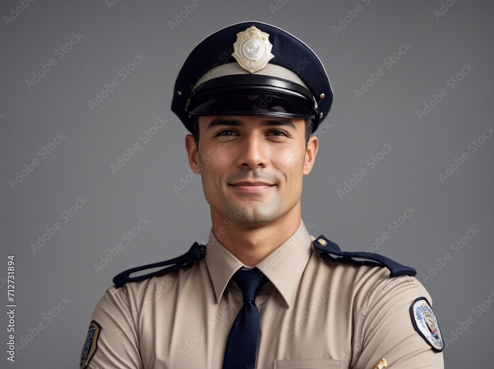Policeman Poses for Picture in Uniform. Generative AI. Policeman Poses for Picture in Uniform. Generative AI.