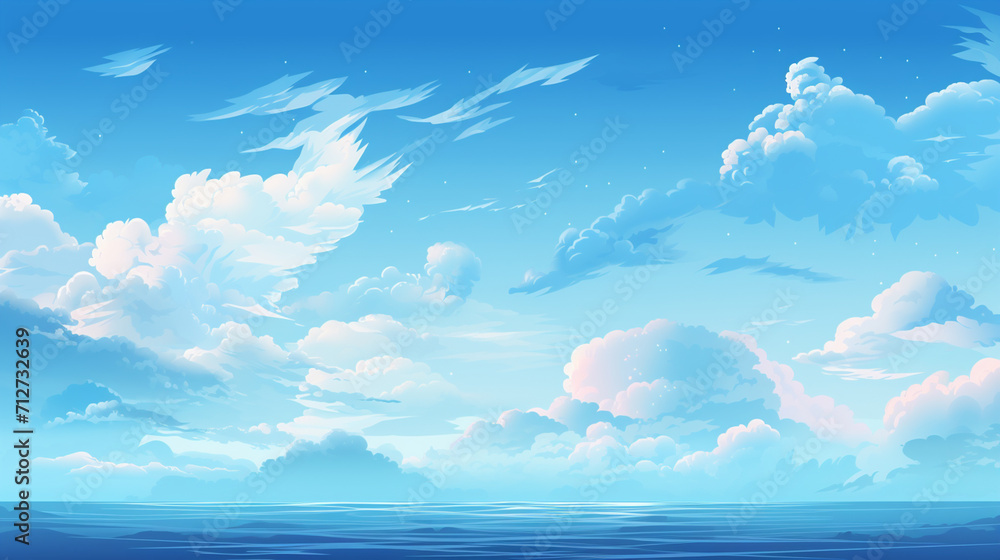 blue sky with clouds background wallpaper , Generate Ai