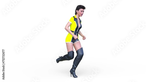 走るショートパンツの女性　3DCG レンダリング photo