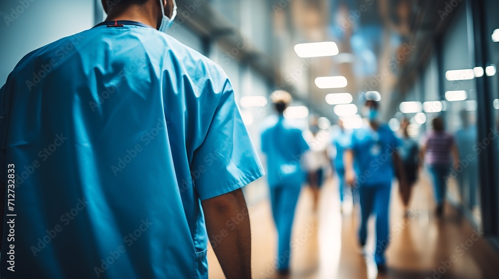 Blurred interior of a hospital abstract medical background with soft focus and muted colors Blurred interior of a hospital abstract medical background with soft focus and muted colors