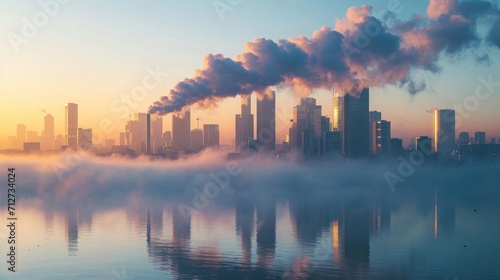 industry metallurgical plant dawn smoke smog emissions bad ecology © arti om