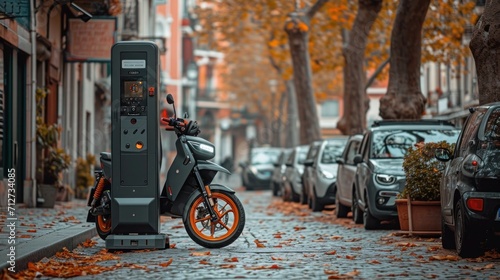 Futuristic motorcycle charging station