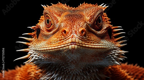 Close up portrait of a captivating bearded dragon  stunning wildlife photography of a reptile
