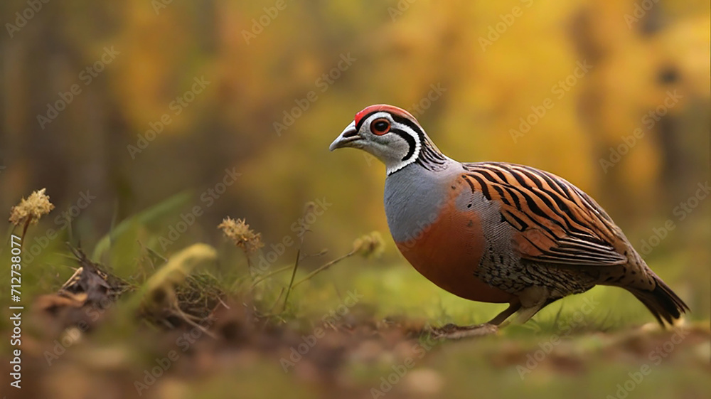 A colorful partridge standing in jangle A colorful partridge standing in jangle