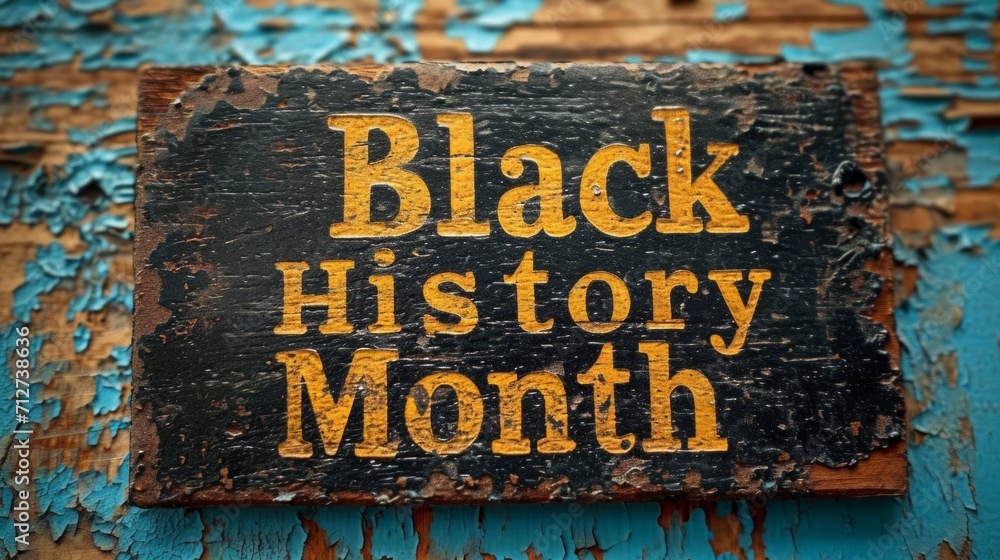 Blackboard with the inscription Black History Month on a wooden background.
