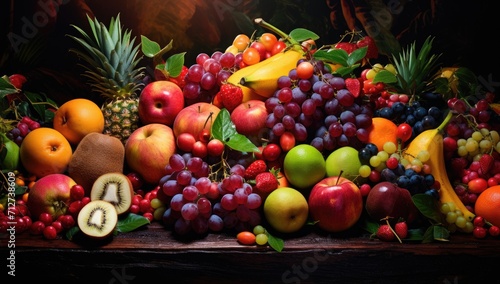 fruits lie on a dark surface