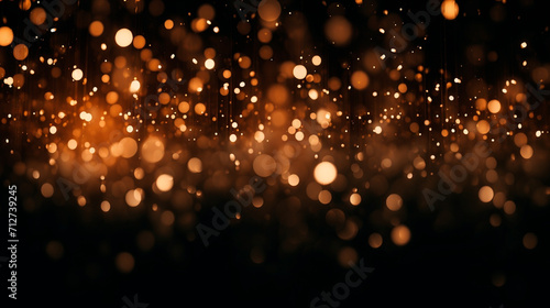Trendy decoration bokeh glitters background, abstract shiny backdrop with circles. Magic night dark blue abstract background with sparkling glitter bokeh and lights. 