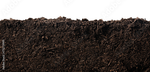 Soil or dirt section isolated on white background photo