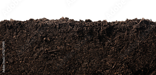Behang Soil or dirt section isolated on white background