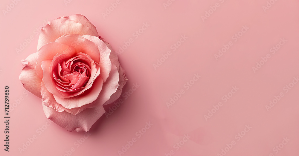 A pink rose with space for a copy A pink rose with space for a copy