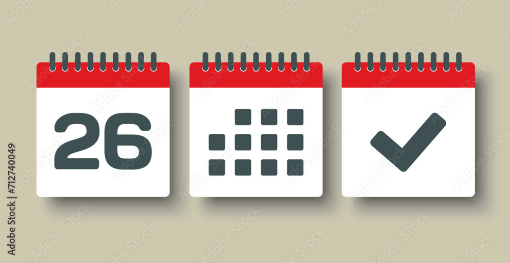 Vector icon page calendar - 26 day, agenda, done Vector icon page calendar - 26 day, agenda, done