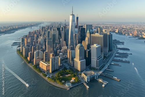 Foto Aerial Photo of Manhattan Island with Office and Apartment Buildings