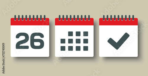 Vector icon page calendar - 26 day, agenda, done photo