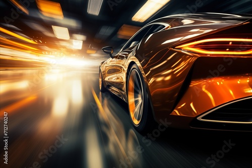 Luminous automotive themed background with high octane racing visuals and blurred bokeh effect