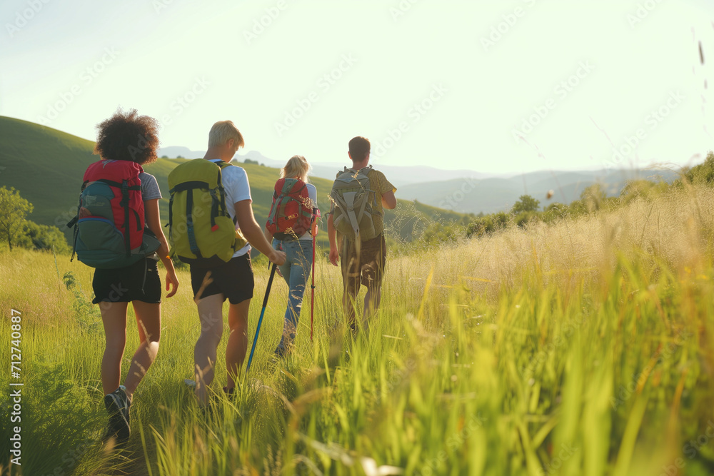 group of people hiking up a mountainside group of people hiking up a mountainside