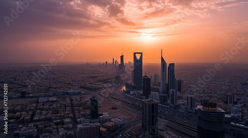 Riyadh city, Saudi arbia Riyadh, landscape view city view. Generative Ai photo