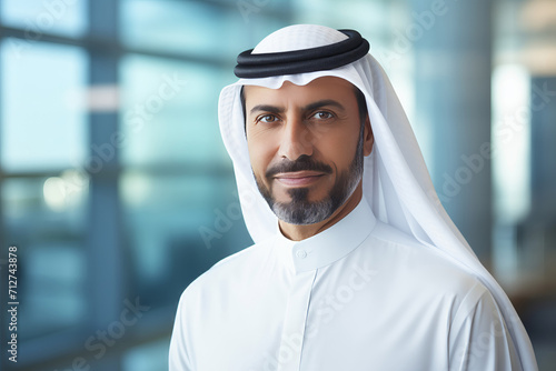 portrait of a middle aged arabian businessman in a modern office building © ink drop