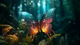 A shimmering butterfly with intricate patterns, captured mid-flight in the jungle  -Generative Ai