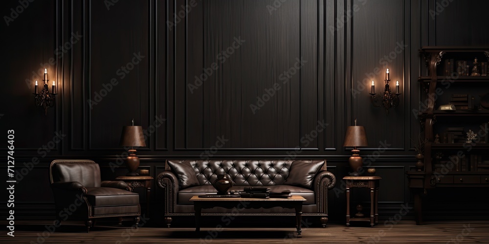 mockup in traditional dark interior. mockup in traditional dark interior.