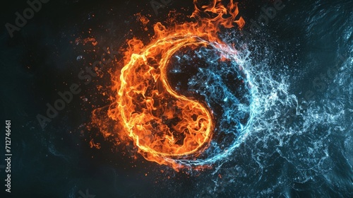 Fire and Water Yin Yang Symbol, Harmonious photo