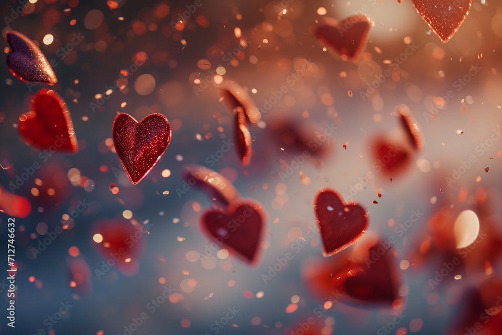 various red hearts are flying in the air various red hearts are flying in the air