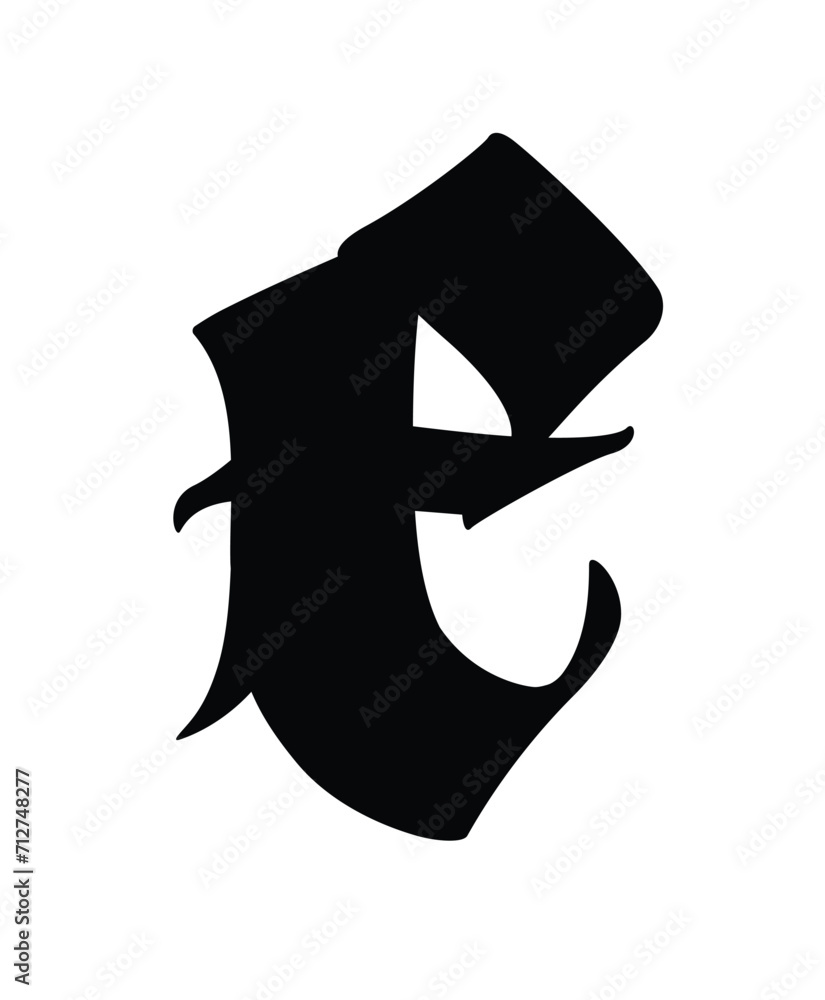 Letter, in the Gothic style. Vector. Alphabet. Calligraphy and lettering. Medieval Latin letter. Logo for the company. Monogram. Elegant font for tattoo. Letter, in the Gothic style. Vector. Alphabet. Calligraphy and lettering. Medieval Latin letter. Logo for the company. Monogram. Elegant font for tattoo.