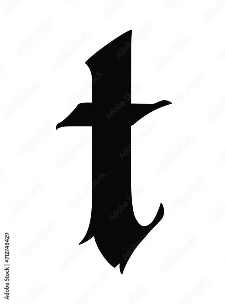 Letter, in the Gothic style. Vector. Alphabet. Calligraphy and lettering. Medieval Latin letter. Logo for the company. Monogram. Elegant font for tattoo. Letter, in the Gothic style. Vector. Alphabet. Calligraphy and lettering. Medieval Latin letter. Logo for the company. Monogram. Elegant font for tattoo.