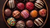 Delicious assortment of chocolate candies in captivating top view arrangement