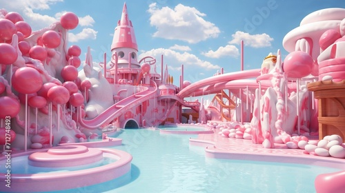 Pink waterpark and pool photo
