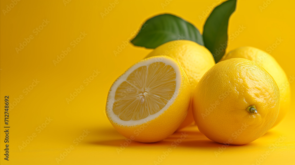lemons on yellow background lemons on yellow background
