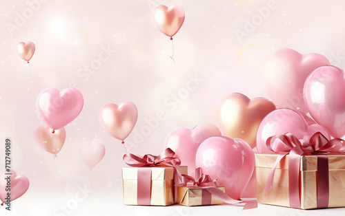 valentines day pink cards for greetings, birthdays and wedding, balloons and hearts for love