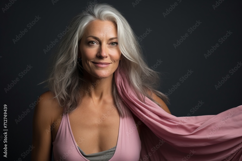 Portrait of a beautiful senior woman with long grey hair. Studio shot. Portrait of a beautiful senior woman with long grey hair. Studio shot.